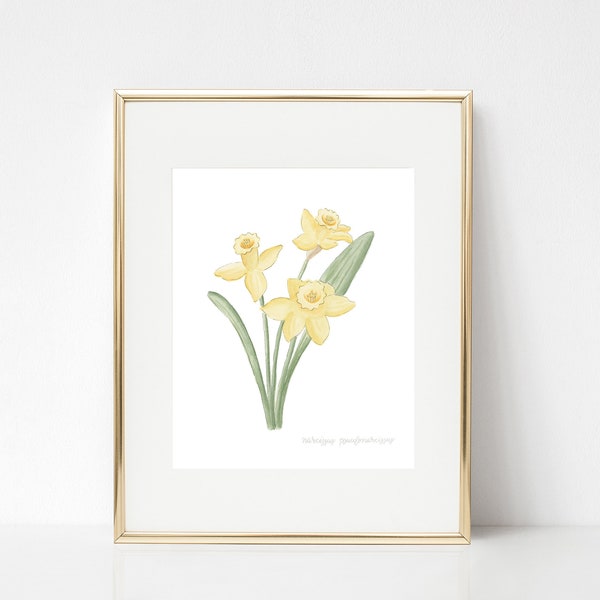 Daffodil Watercolor Print, Floral Watercolor Print, Floral Wall Art, Daffodil Print, Floral Artwork, Floral Home Decor, Watercolor, Fine Art