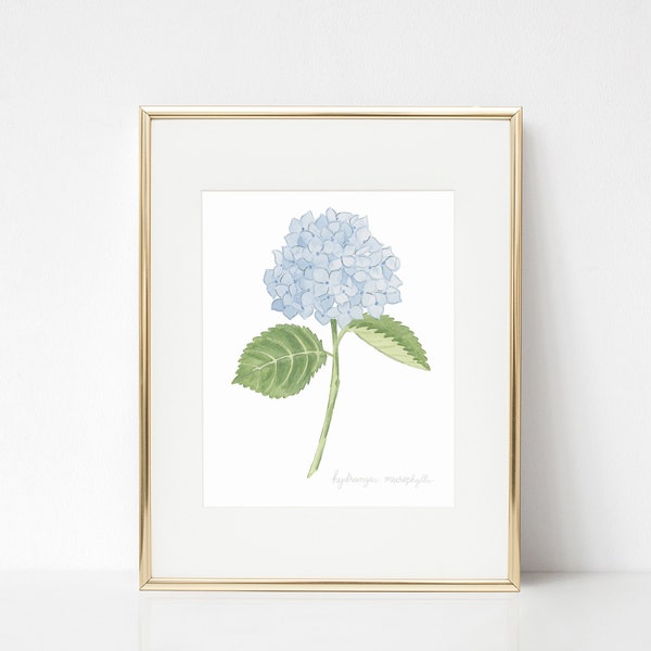 Hydrangea Watercolor Print, Floral Watercolor Print, Floral Wall Art, Blue Hydrangea, Floral Artwork, Floral Home Decor, Fine Art Print