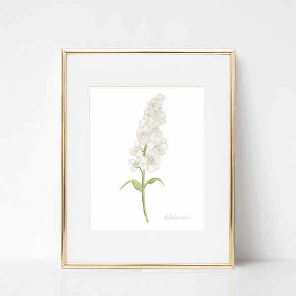 Delphinium Watercolor Print, Floral Watercolor Print, Floral Wall Art, Floral Watercolor Art, Floral Fine Art, Floral Home Decor, Watercolor