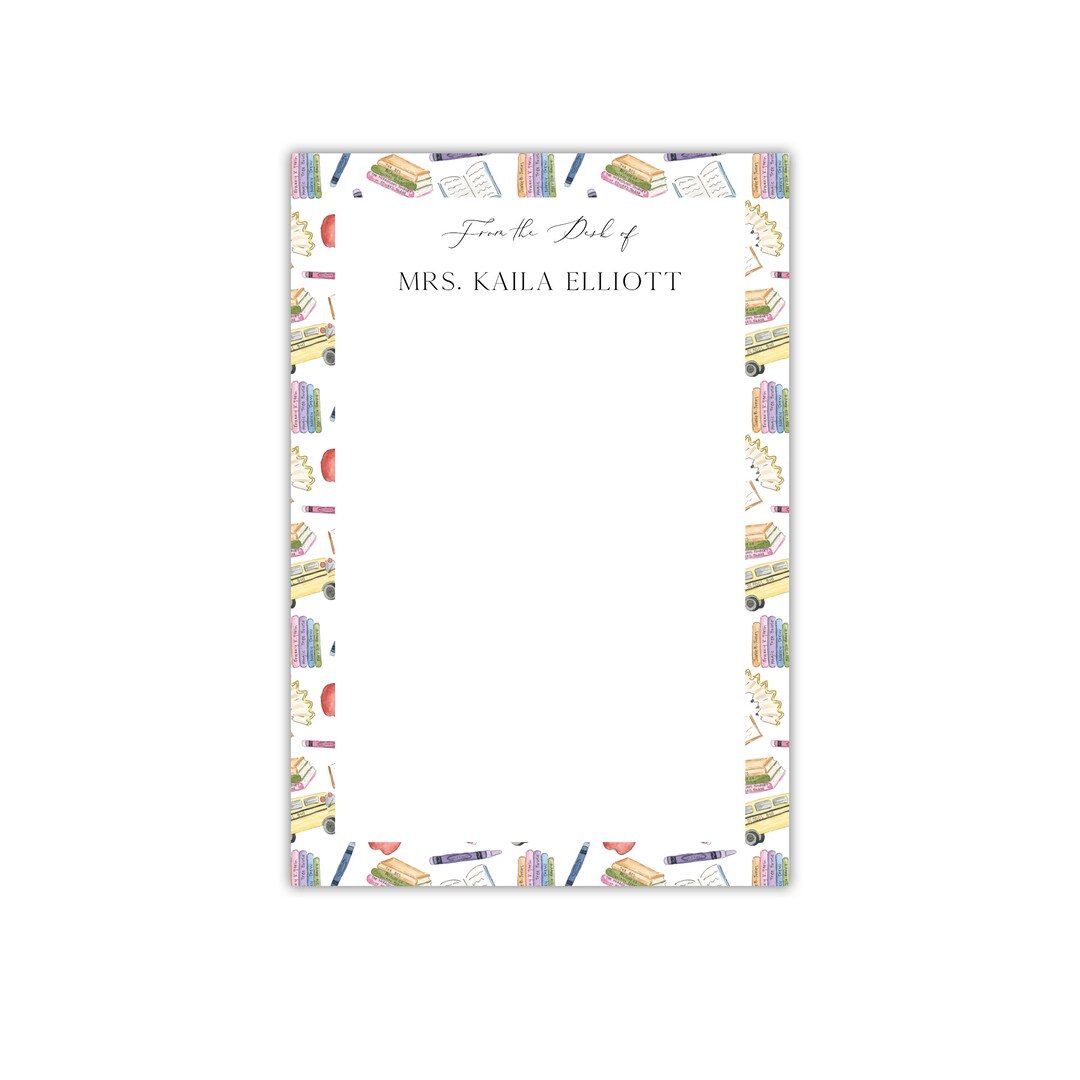 Teacher Notepad, Custom Notepad, Custom Teacher Notepad, Colored School