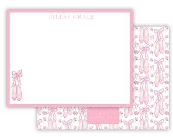 Custom Ballet Stationery Set, Pink Ballet Notecard Set, Ballet Stationery Set, Ballet Notecards, Personalized Ballet Stationery