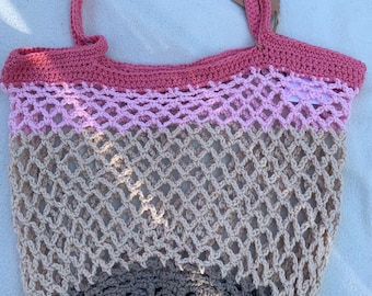 Handmade Sakura market crochet bag 100% recycled Cotton