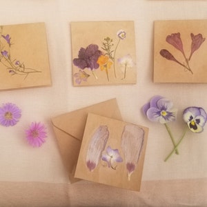 Carte di fiori pressati (mini) - Etichette regalo con prodotti botanici essiccati - Carte floreali e fogliame - Selezionate a mano - Arte originale - Carta riciclata
