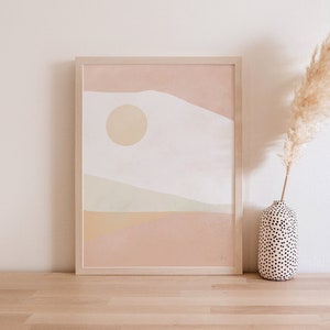Peach Abstract Desert Landscape Digital Art Print | Neutral Wall Art, Art Printable Wall Art, ,Instant Download Boho Art, Landscape