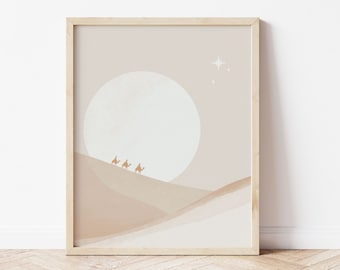 Three Wisemen Nativity Scene Abstract Digital Print | Boho Christmas Print, Downloadable Art, Holiday Print, Modern Christmas Decor, Print