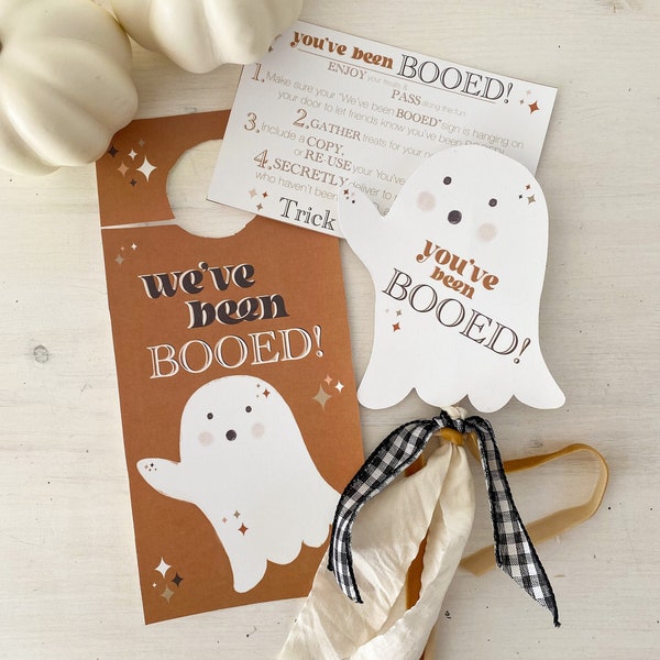 Boo Basket Halloween Kit | You've Been Booed, Boo Basket, Halloween Printables, Cute Kids Halloween Boo Bundle, Ghost Tag Door Hanger Boho