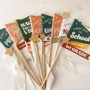 First Day Of School Pennants Printable, Lunch Notes, and Decorative Strips | Preschool - 8th Grade, Kindergarten, Preschool, Homeschool Flag