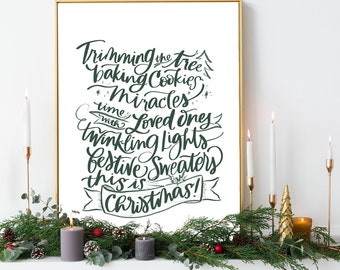 This is Christmas printable, Gallery wall, whimsical Christmas wall art, hand lettered art, Christmas quotes, holiday prints