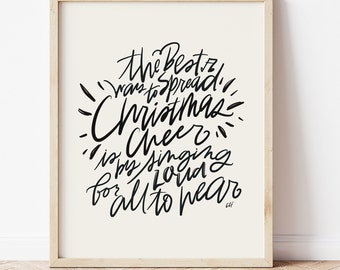 Zwart De beste manier om Christmas Cheer Elf digitale print te verspreiden | downloadbare print| direct downloaden | Kerstprint | bedrukbare kunst