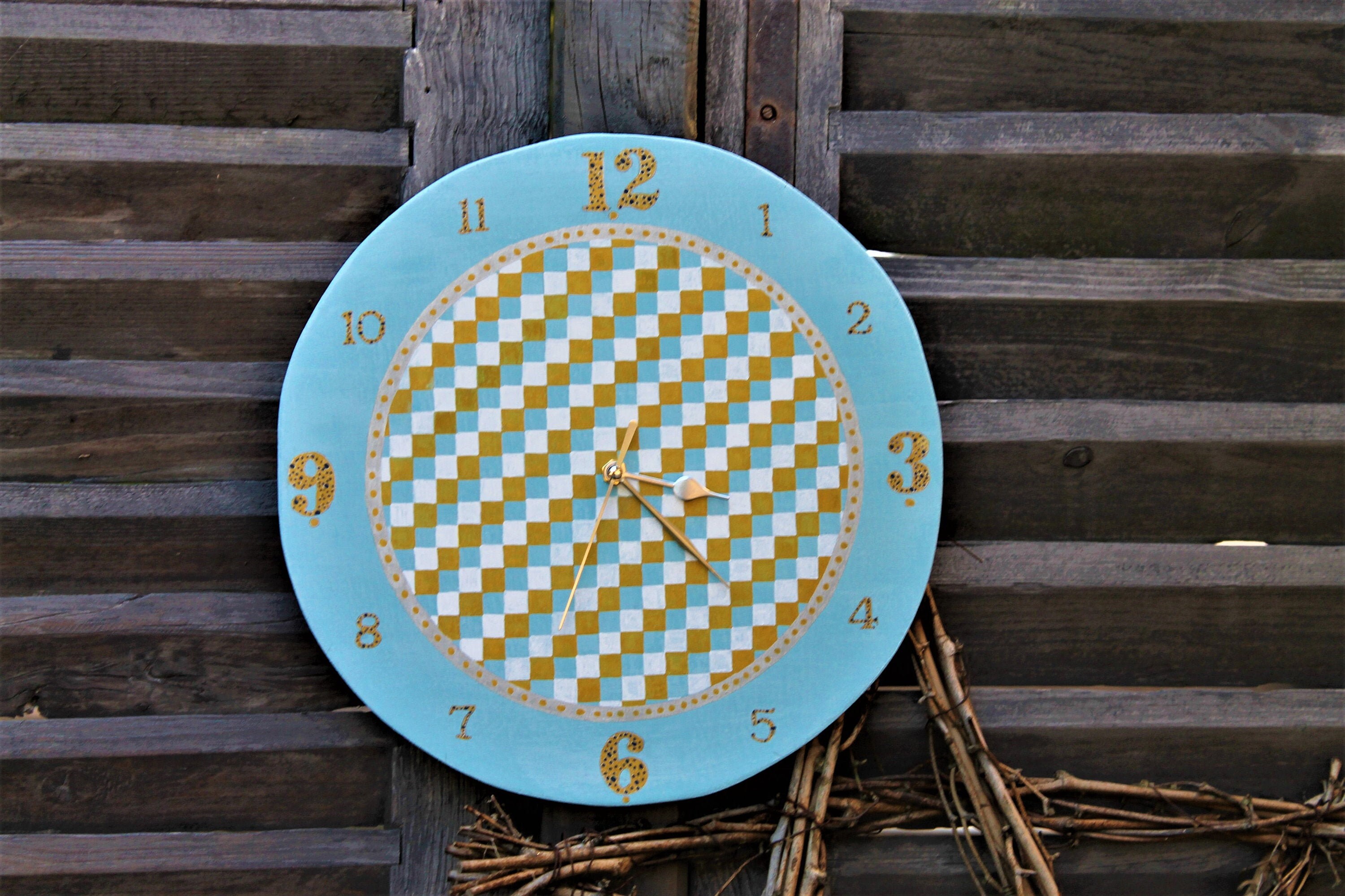 Horloge Damier Peinte à La Main