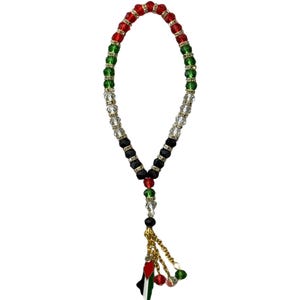 Rosary Beads Palestine Flag Rear Mirror Ornament Imported from Palestine.