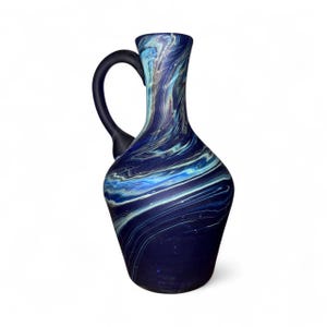 Palestinian Phoenician Glass Jug Vase || Blue Marble || Unique unrepeatable Pattern || Hand Blown || made in Palestine زجاج فنيقي