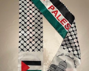 Keffiyeh (Palestinian Seller) Scarf Palestinian White & Black Small Size light scarf