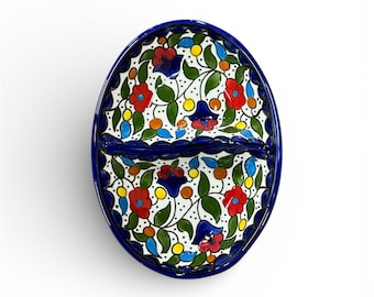 Palestinian Pottery Divided Plate Ceramic Handmade & Hand Painted  Made in Palestine خزف فلسطيني