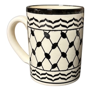 Palestine Pottery | Mug 12 Oz | Ceramic Handmade in Palestine Kuffiyeh