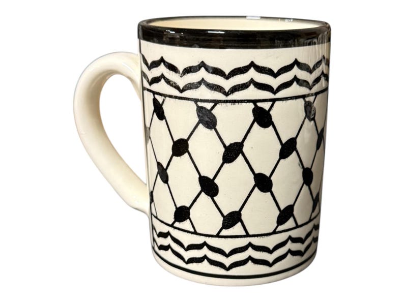 Palestine Pottery | Mug 12 Oz | Ceramic Handmade in Palestine Kuffiyeh