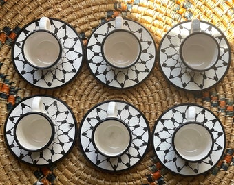 Palestine Kuffiyeh Pottery Coffee Cups set of 4 Ceramic Handmade in Palestine - Palestinian Pottery - خزف فلسطيني