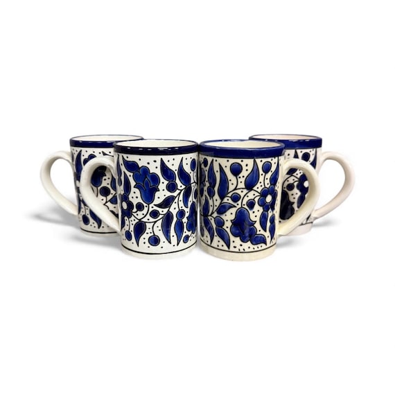 Mugs Set of 4 Coffee Mugs 12 Oz Ceramic Handmade & Hand Painted    Made in Palestine Palestinian Potery - Etsy