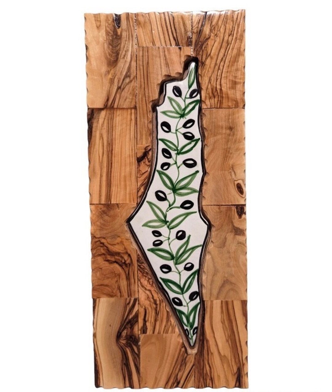 Wooden Framed Map Ceramic Handmade & Hand Painted Made in Etsy