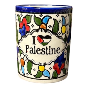 Palestine Pottery | Mug 12 Oz | Ceramic Handmade in Palestine I Love Palestine