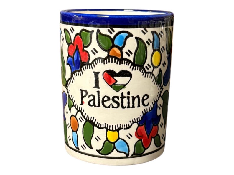 Palestine Pottery | Mug 12 Oz | Ceramic Handmade in Palestine I Love Palestine