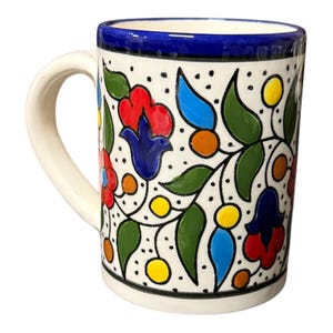 Palestine Pottery | Mug 12 Oz | Ceramic Handmade in Palestine Colored Floral