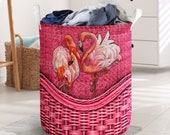 Flamingo Rattan Teaxture Laundry Basket LQT , Laundry Basket, Laundry Hamper, Laundry Round Brown Basket , High Quality Basket ,Gift For Mom