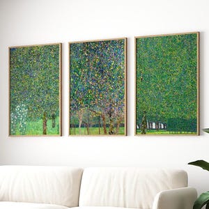 Gustav Klimt - Set Of 3 Tree Prints (Premium Giclée Art Prints of Green Art Nouveau Nature Paintings) Wall Art / Home Decor available Framed