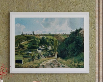 Camille Pissarro Print: Jalais Hill, Pontoise (Premium Giclée Art Print van landschap natuur schilderij) Muurkunst / woondecoratie beschikbaar Ingelijst