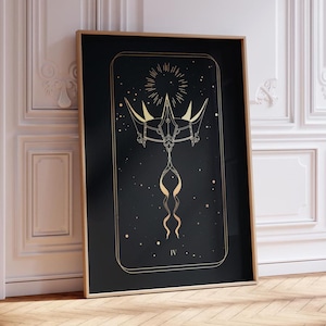 Tarotprint: IV The Emperor (Premium Giclée Art Print of Black & Gold Tarot Card) moderne spirituele muurkunst / woondecoratie beschikbaar ingelijst