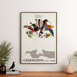 La conservazione è tutto l'anno (poster ecologico vintage dell'US Information Agency) Stampa artistica Giclée ad alta risoluzione, disponibile anche incorniciata