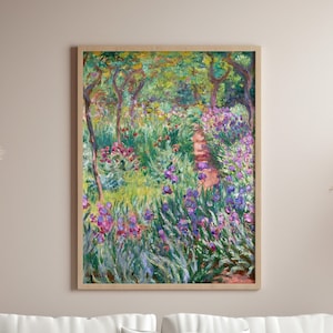 Claude Monet Print: The Artist's Garden At Giverny (Premium Giclée Art Print of Flower Painting) Wall Art / Home Decor available Framed