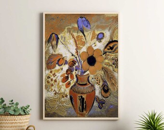 Odilon Redon Print: Etruscan Vase With Flowers (Premium Giclée Art Print of Flower Painting) Floral Wall Art / Home Decor available Framed