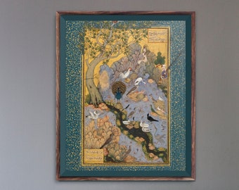 Concourse of The Birds (Traditional Persian Miniature Art) A4 A3 A2 Rare Hi-Res Giclée Print, also available Framed