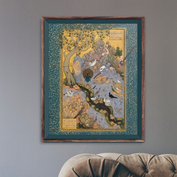 Concourse of The Birds (Traditional Persian Miniature Art) A4 A3 A2 Rare Hi-Res Giclée Print, also available Framed