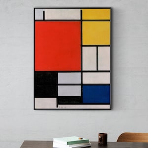 PIET MONDRIAN - Composition with Red, Yellow, Blue, and Black (Hi-Res Classic Abstract Giclée Art Print) also available Framed