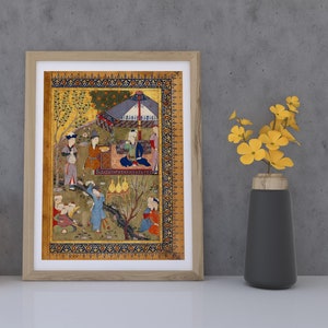 The Court Of Pir Budaq (Traditional Persian Miniature Painting) A4 A3 A2 - Rare Hi-Res Giclée Art Print, also available Framed