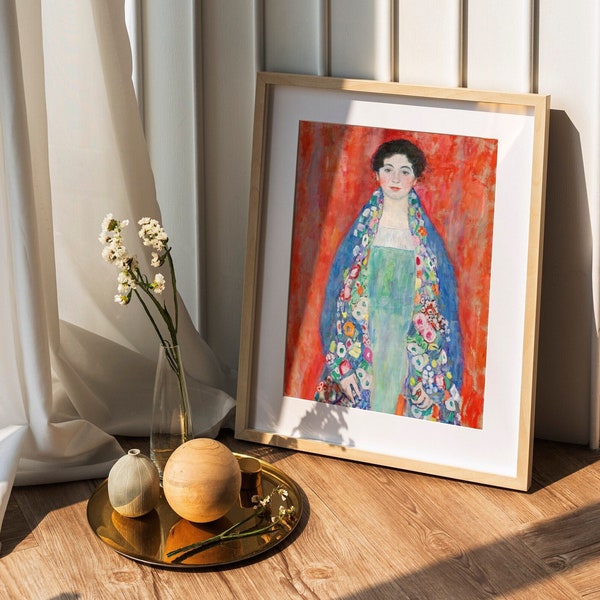 Gustav Klimt Druck: Portrait von Fräulein Lieser (Premium Giclée Kunstdruck von Jugendstil Gemälde) Wandkunst / Wohndekor mit oder ohne Rahmen erhältlich