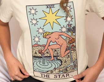 ★SATUR★ Tarot Graphic Short Sleeve T-Shirt Cream Yellow SA Juniors' 