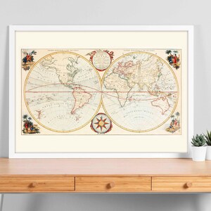 Bowles' neue Pocket Map Of The World (Vintage Poster) Hi-Res Giclée-Kunstdruck, auch gerahmt erhältlich