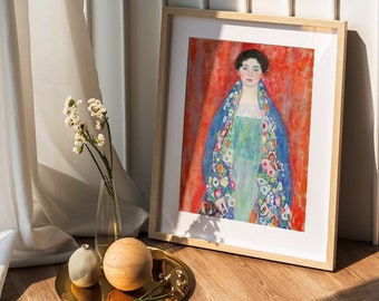 Gustav Klimt Print: Portret van Fräulein Lieser (Premium Giclée Art Print van Art Nouveau schilderij) Muurkunst / Woondecoratie beschikbaar Ingelijst