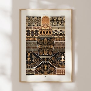 Impressão de padrão grego por Albert Racinet (Impressão de arte giclée de L'ornement Polychrome) Arte de parede da Grécia Antiga / Decoração para casa disponível emoldurada