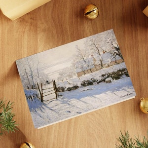 Monet Weihnachtskarte: Die Elster (Personalisierte Deluxe Grußkarte mit optionaler benutzerdefinierter Nachricht)