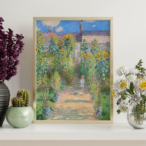 Claude Monet Print: The Artist's Garden at Vétheuil  (Premium Giclée Art Print of Classic Painting) Wall Art / Home Decor available Framed