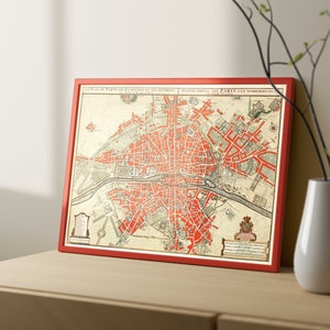 Plattegrond van Parijs (Mapa vintage de la ciudad de París) Impresión artística Giclée de alta resolución, también disponible enmarcada