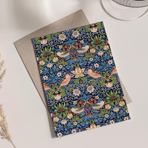 Carte de voeux personnalisée William Morris : voleur aux fraises (cartes en lin de luxe avec message personnalisé en option) carte de mariage/anniversaire