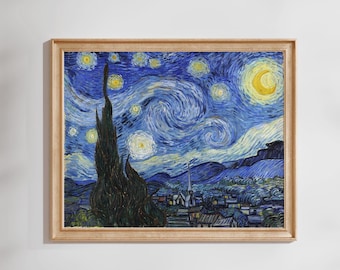ヴィンセント・ヴァン・ゴッホのプリント：星月夜（クラシックな青空の