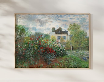 Claude Monet Print: The Artist's Garden In Argenteuil (Premium Giclée Art Print of Flower Painting) Wall Art / Home Decor available Framed