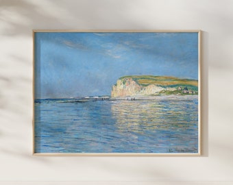 Claude Monet Print: Low Tide At Pourville (Premium Giclée Art Print of Classic Blue Sea Painting) Wall Art / Home Decor available Framed