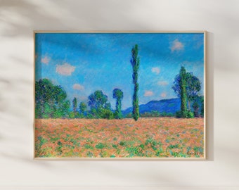 Claude Monet Print: Poppy Field, Giverny (Premium Giclée Art Print of Classic Flower Painting) Wall Art / Home Decor available Framed